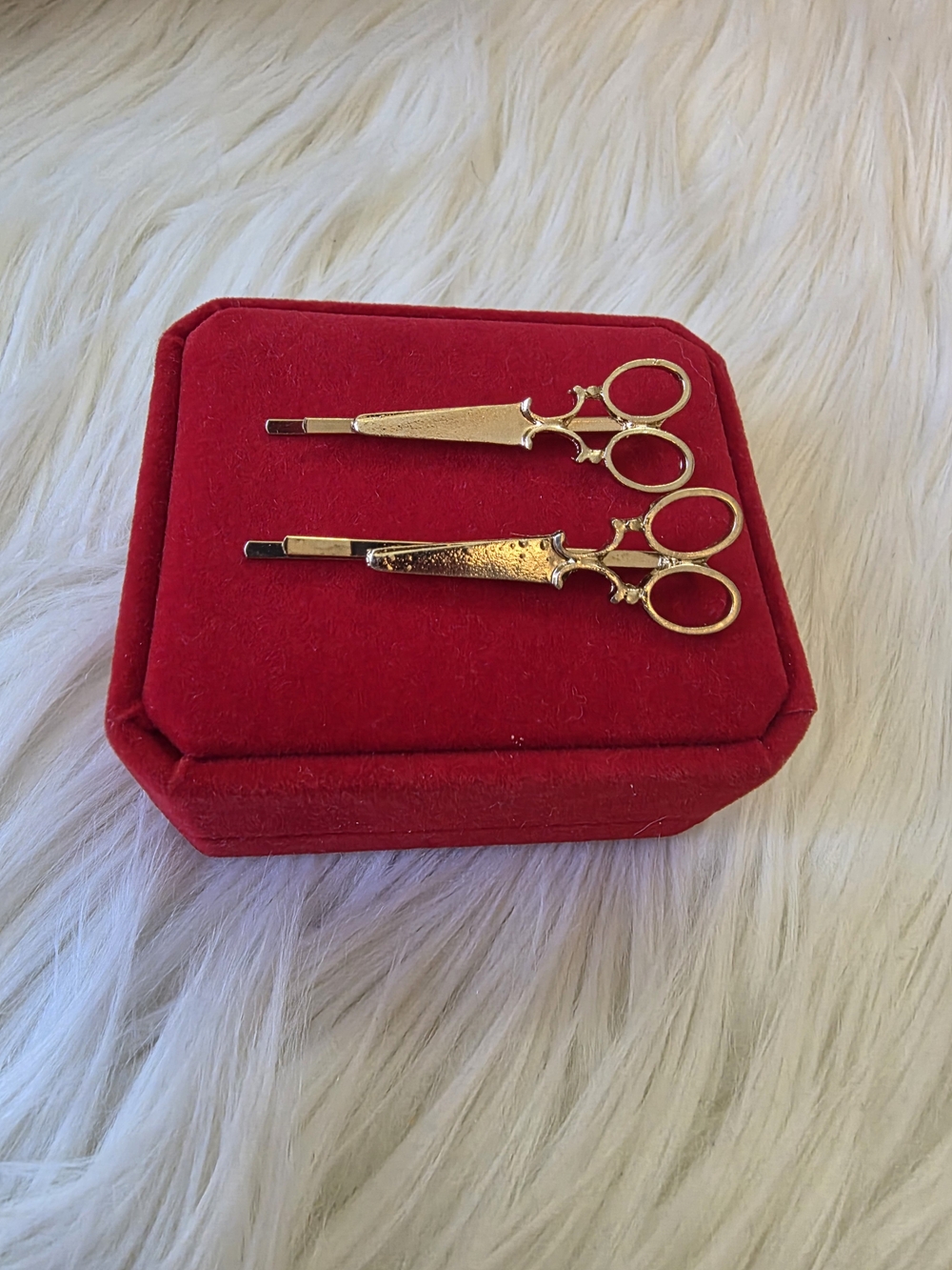 Gold Embellished Scissors Hair Clips - 2 Pieces